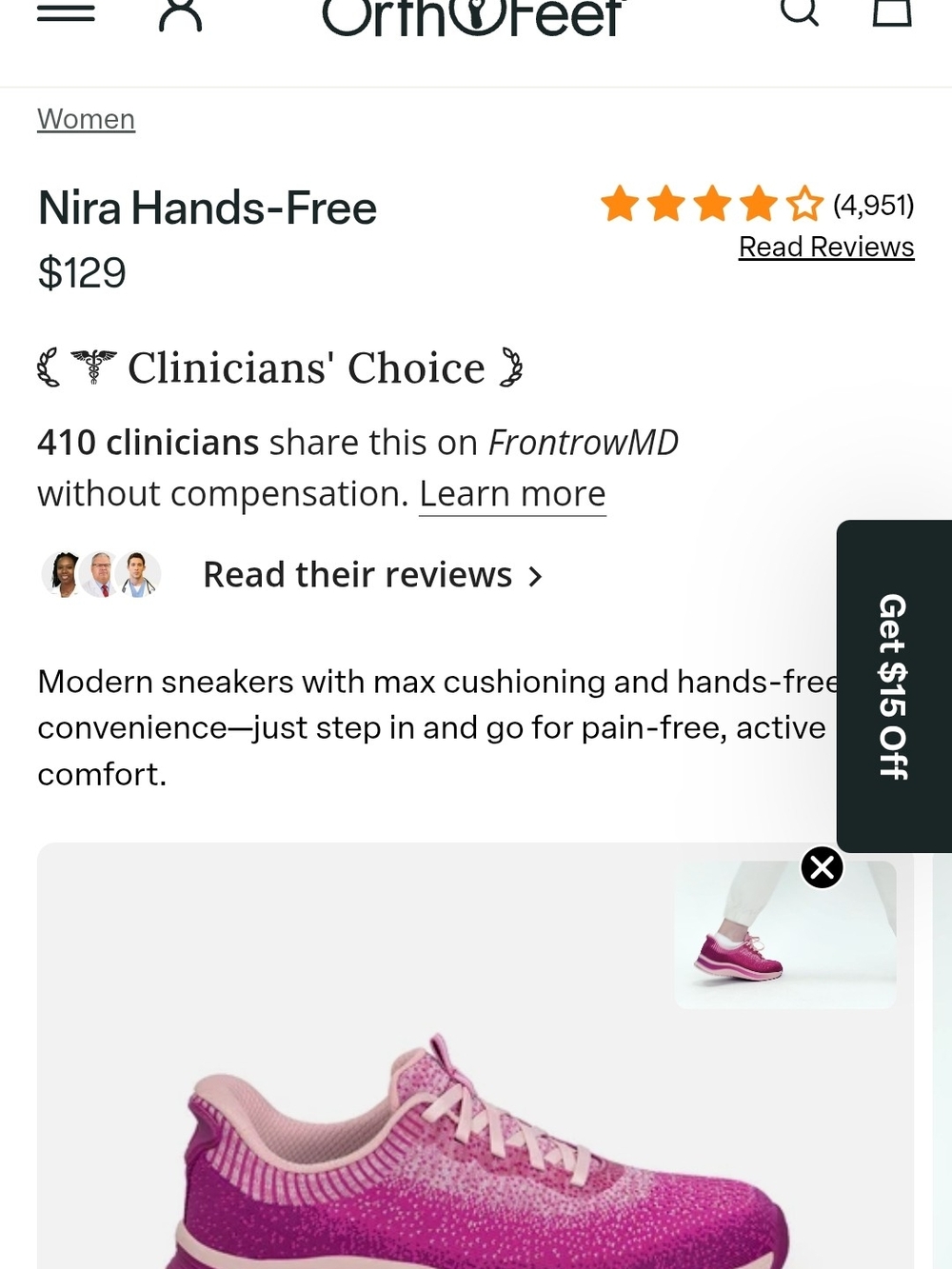 OrthoFeet Nira Women's Pink Gradient Slip-On Sneaker